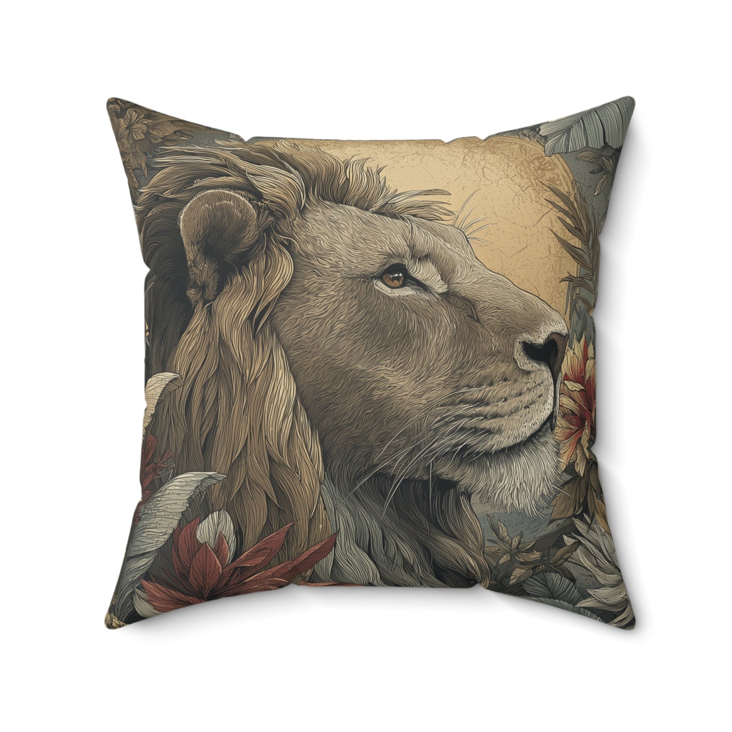 Regal Dawn Lion - Faux Suede Square Pillow