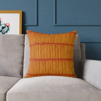 Loom Lines - Terracotta - Square Poly Canvas Pillow