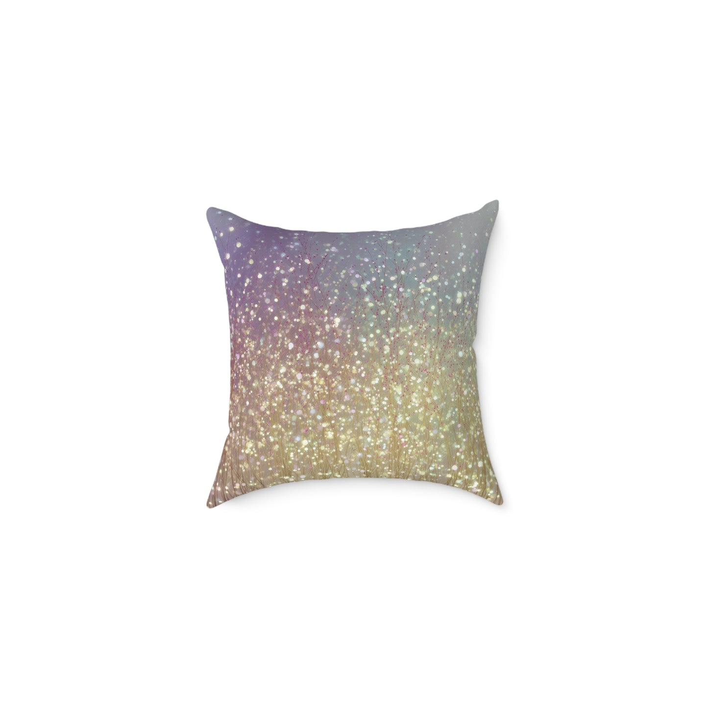 Golden Grassland Mist - Square Poly Canvas Pillow