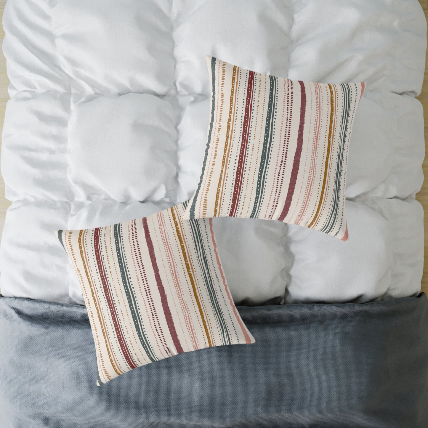 Saffron Loom Stripe - Square Poly Canvas Pillow