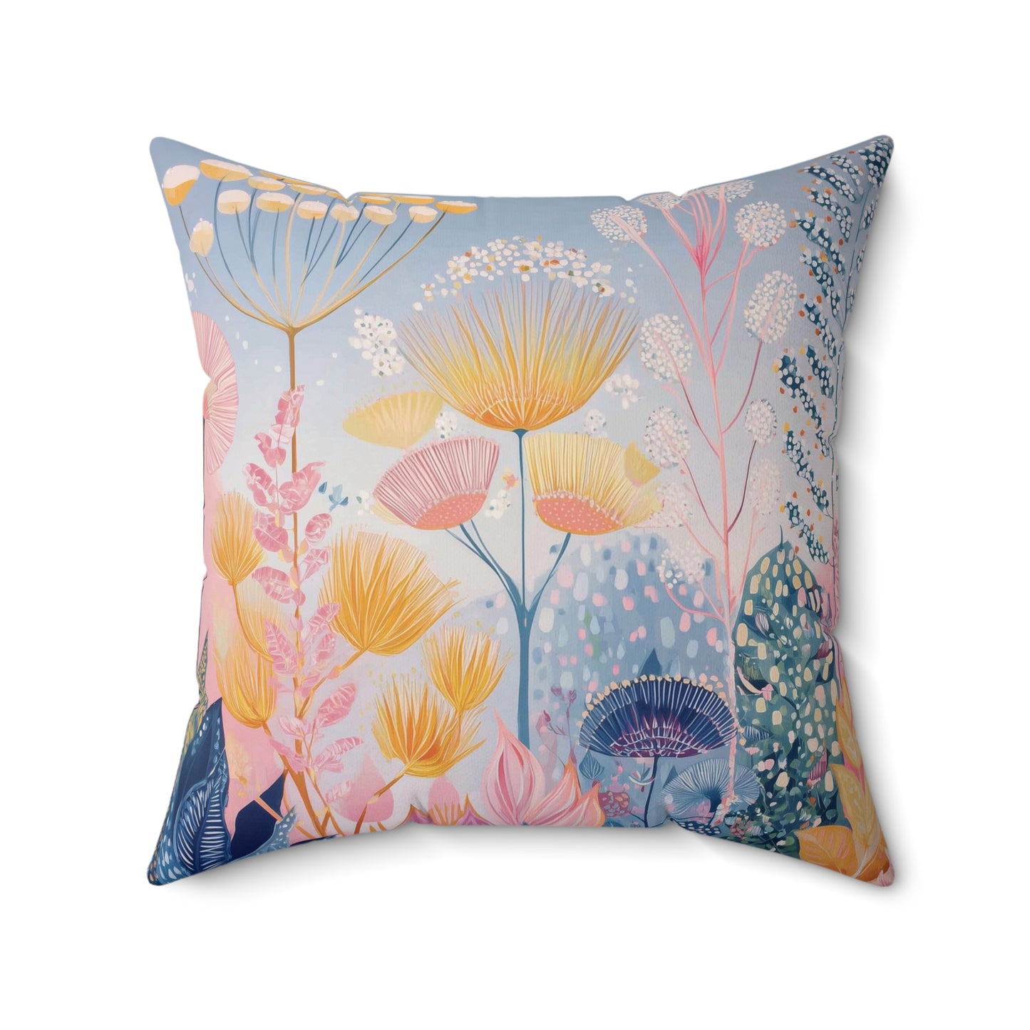 Pastel Sunrise Meadow - Faux Suede Square Pillow