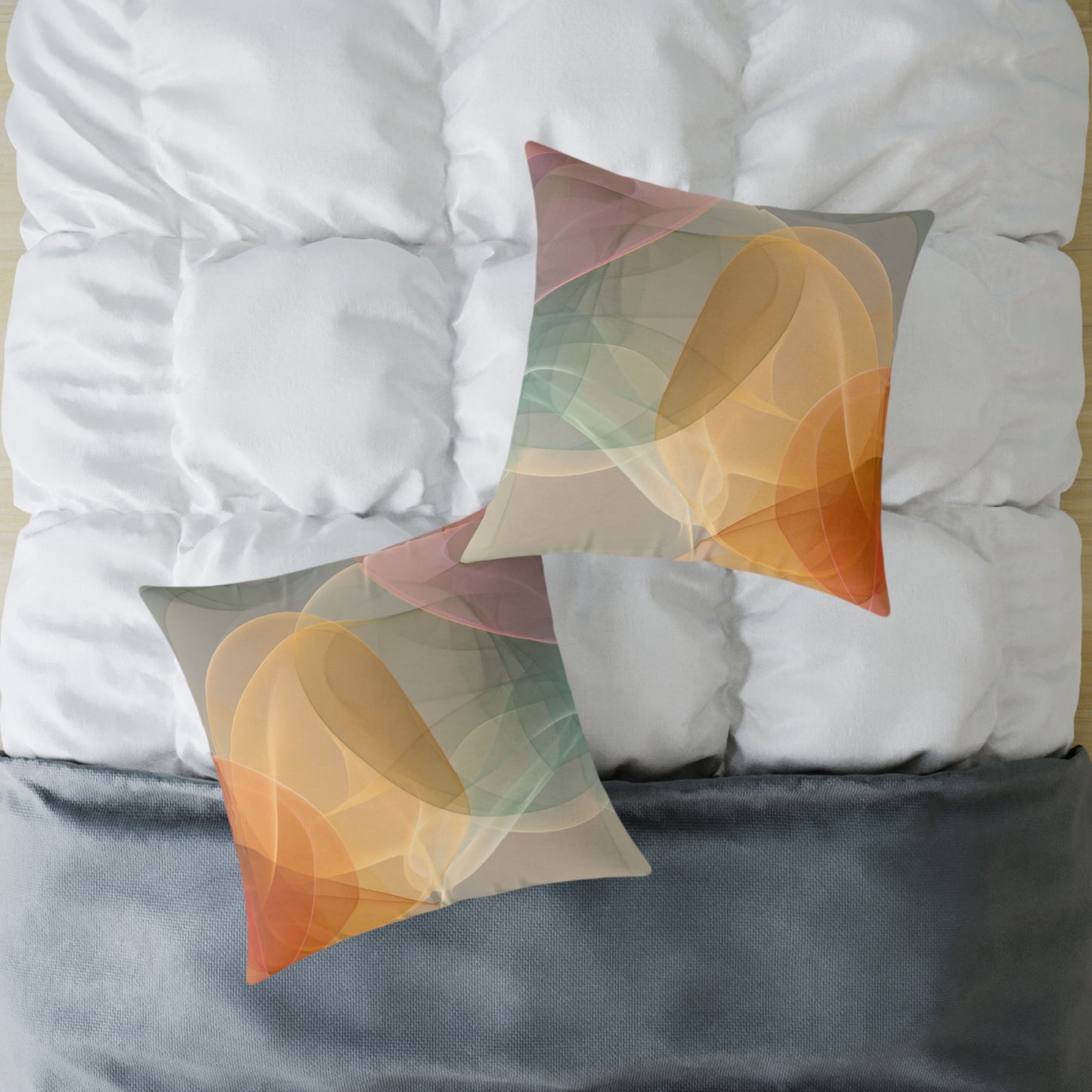 Amber Mist Flux - Square Poly Canvas Pillow