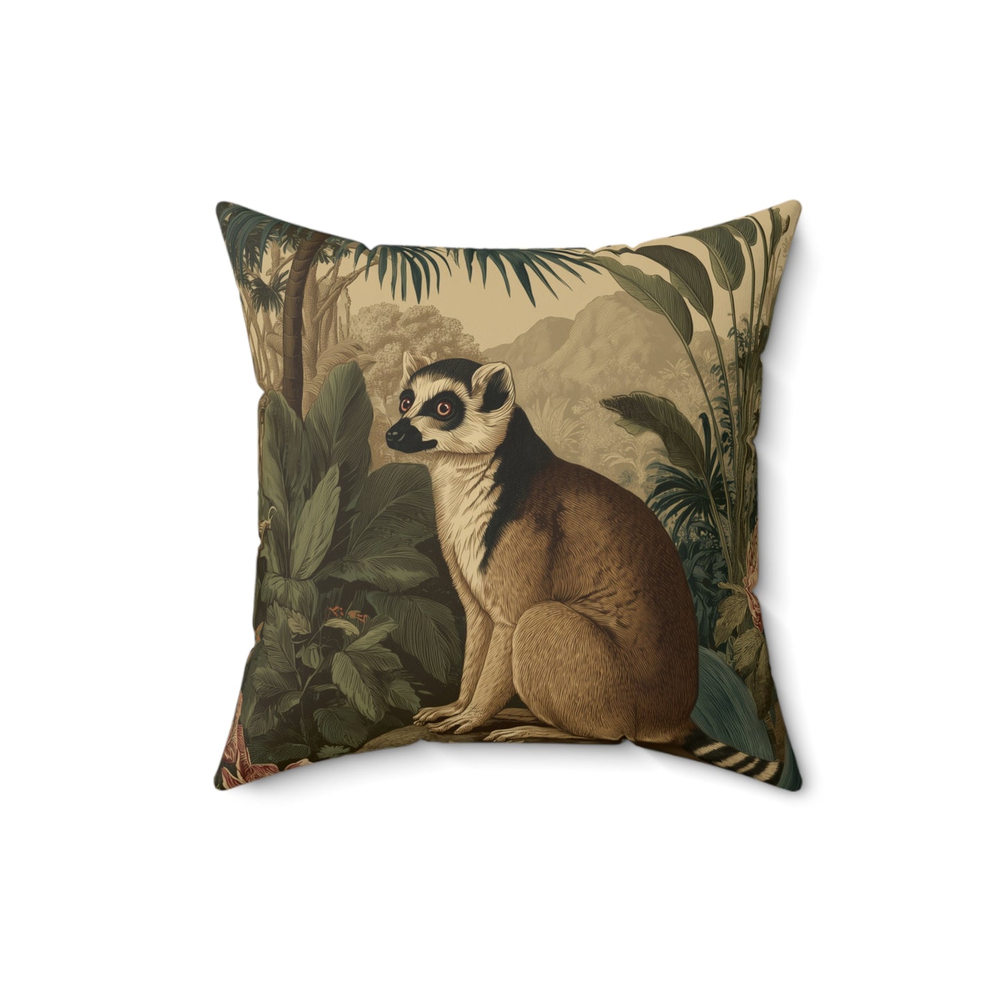 Lemur Forest Watcher - Faux Suede Square Pillow