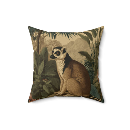 Lemur Forest Watcher - Faux Suede Square Pillow