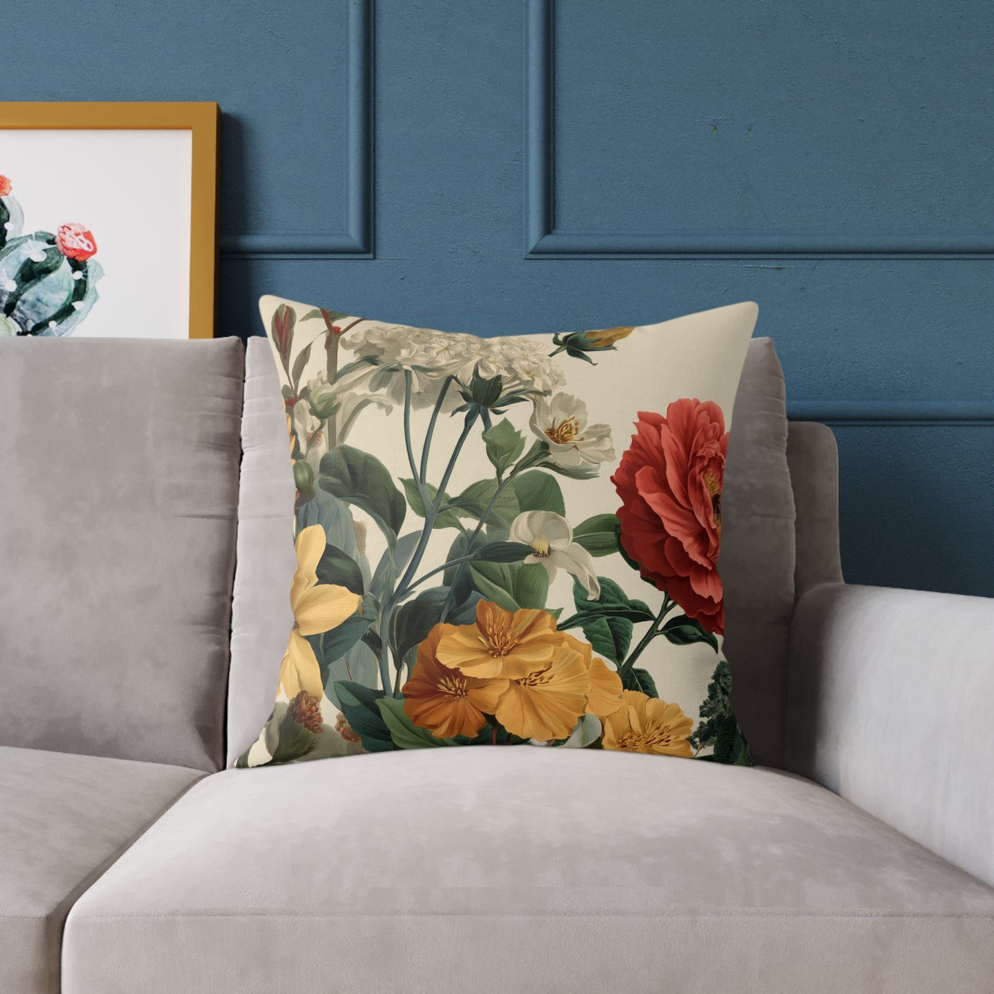 Sunlit Wildflower Bouquet - Square Poly Canvas Pillow