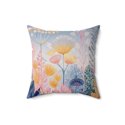 Pastel Sunrise Meadow - Faux Suede Square Pillow