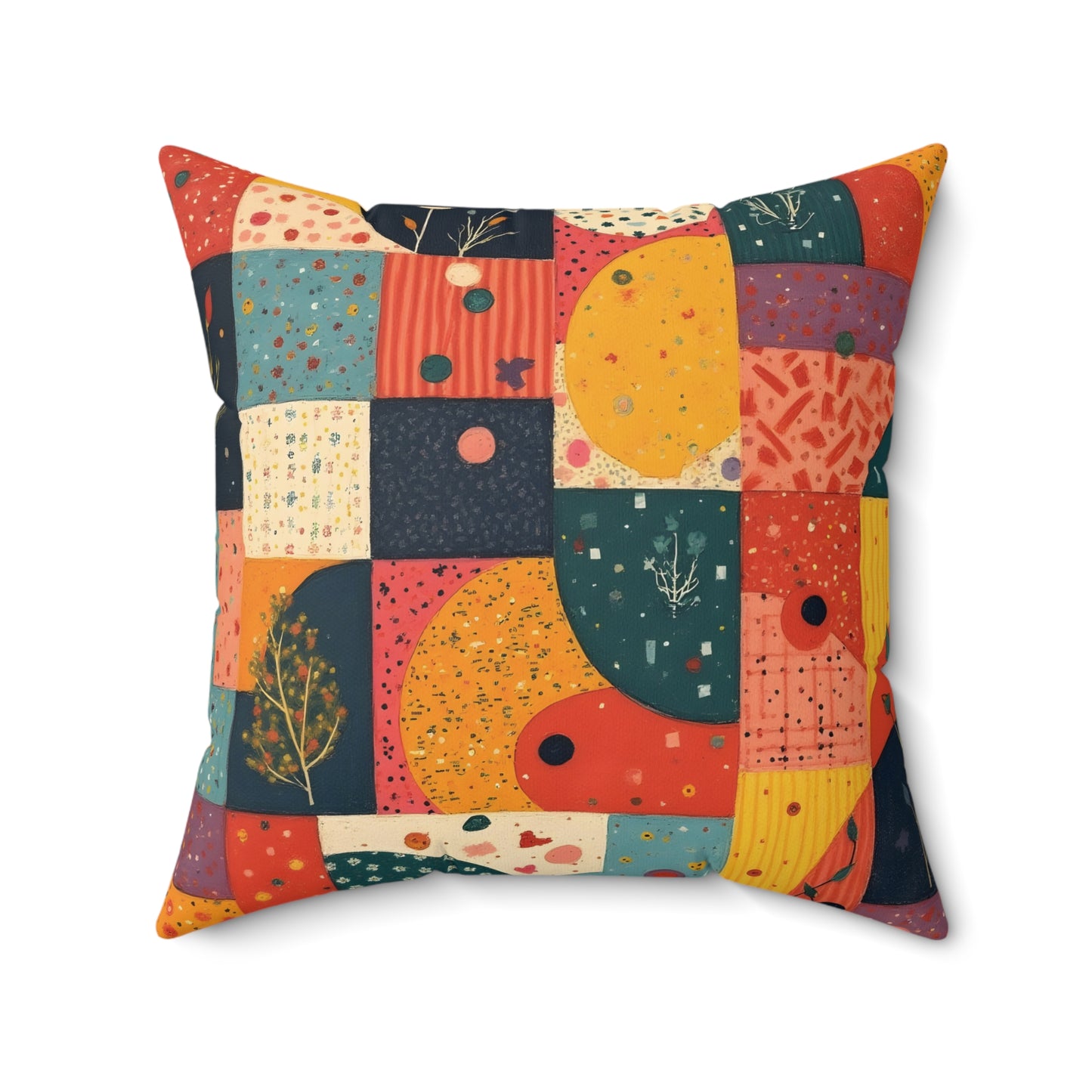 Patchwork Meadow Joy - Faux Suede Square Pillow