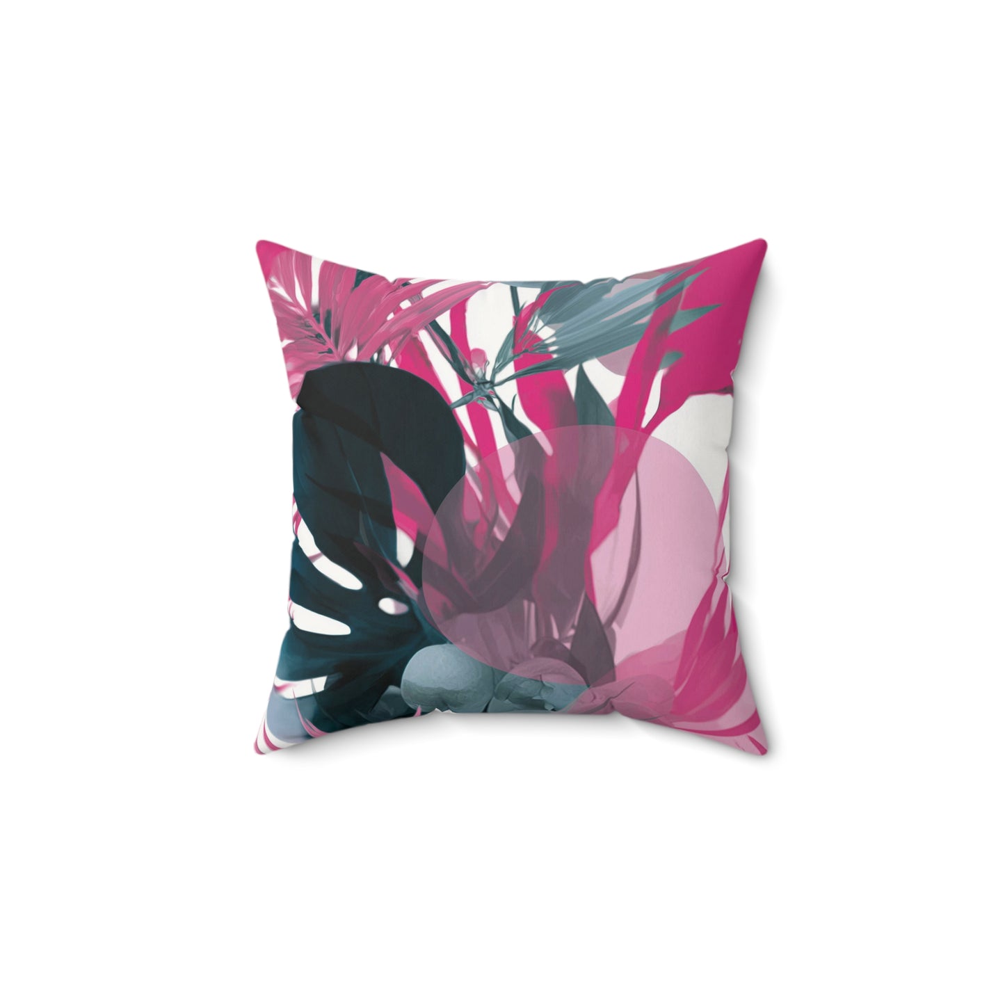 Midnight Palm Burst - Faux Suede Square Pillow