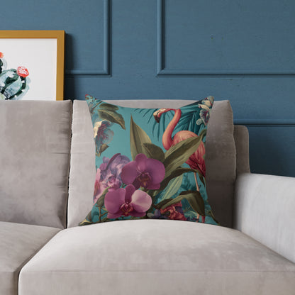 Tropical Blush Bloom - Square Poly Canvas Pillow