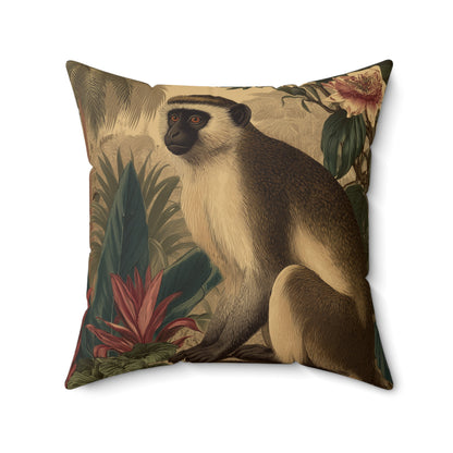 Tropical Vervet Retreat - Faux Suede Square Pillow