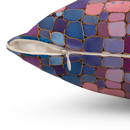 Dusky Jewel Mosaic - Spun Polyester Square Pillow