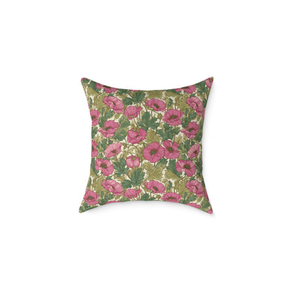 Roseleaf Garden Romance - Square Poly Canvas Pillow