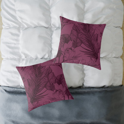Mulberry Jungle Sketch - Square Poly Canvas Pillow