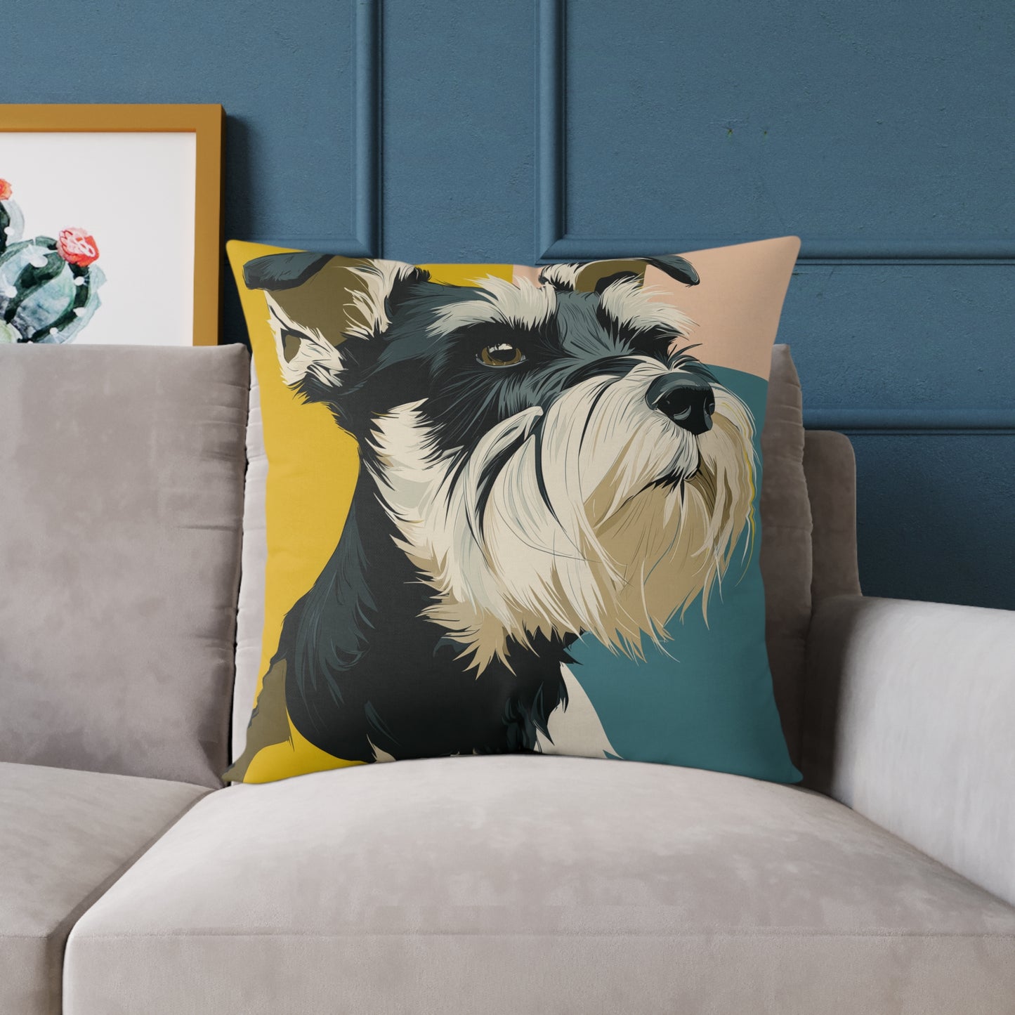 Schnauzer Chic - Square Poly Canvas Pillow