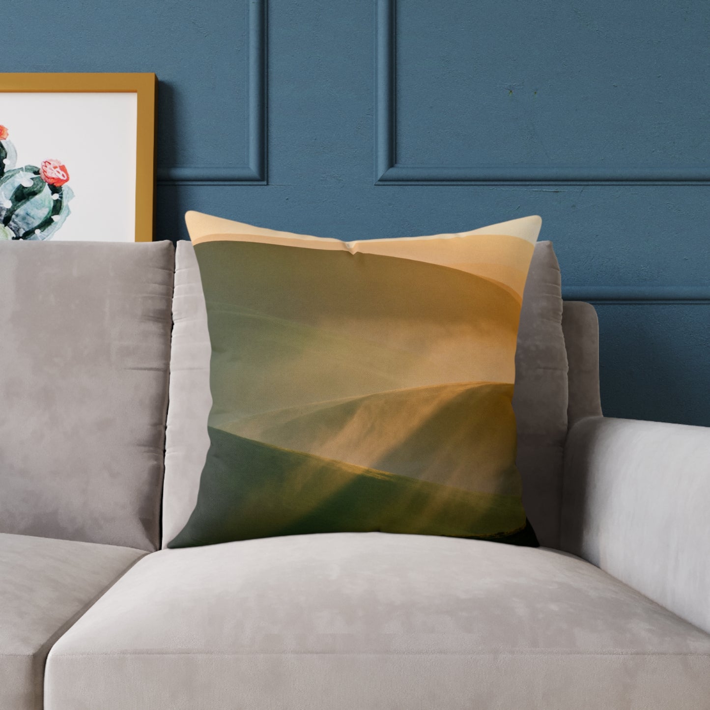 Golden Dawn Rise - Square Poly Canvas Pillow
