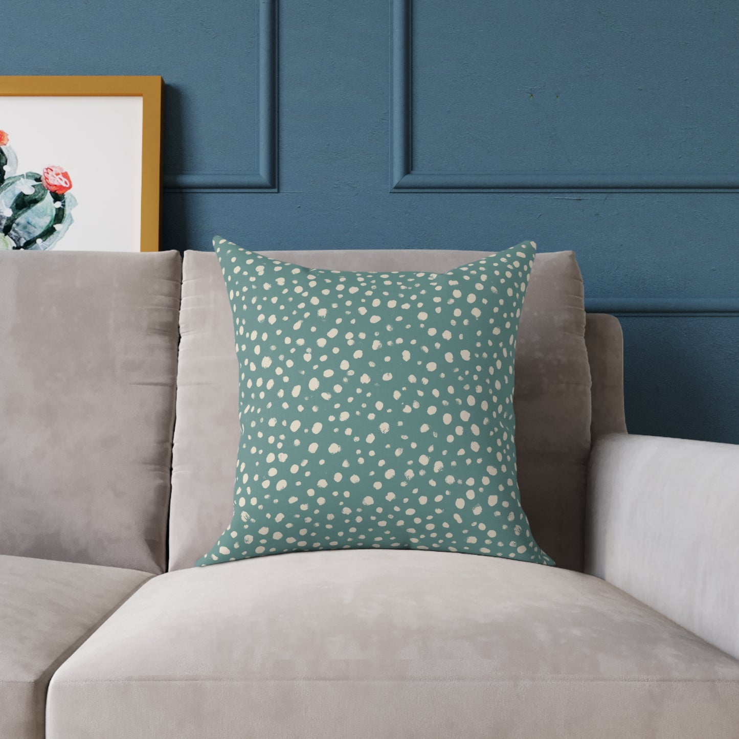 Pebble Scatter - Seafoam - Square Poly Canvas Pillow
