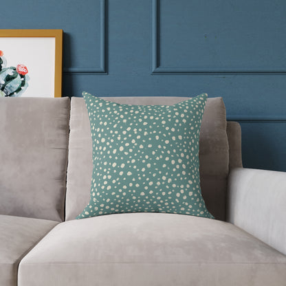 Pebble Scatter - Seafoam - Square Poly Canvas Pillow