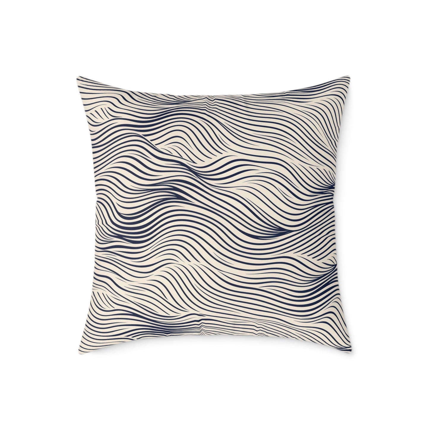 Ripple Drift – Navy - Square Poly Canvas Pillow