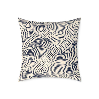 Ripple Drift – Navy - Square Poly Canvas Pillow