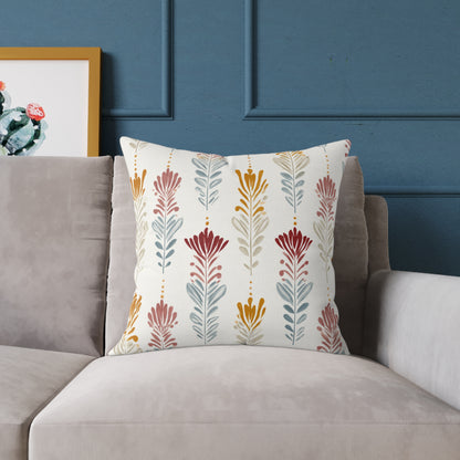 Ember Wildflower Ikat - Square Poly Canvas Pillow