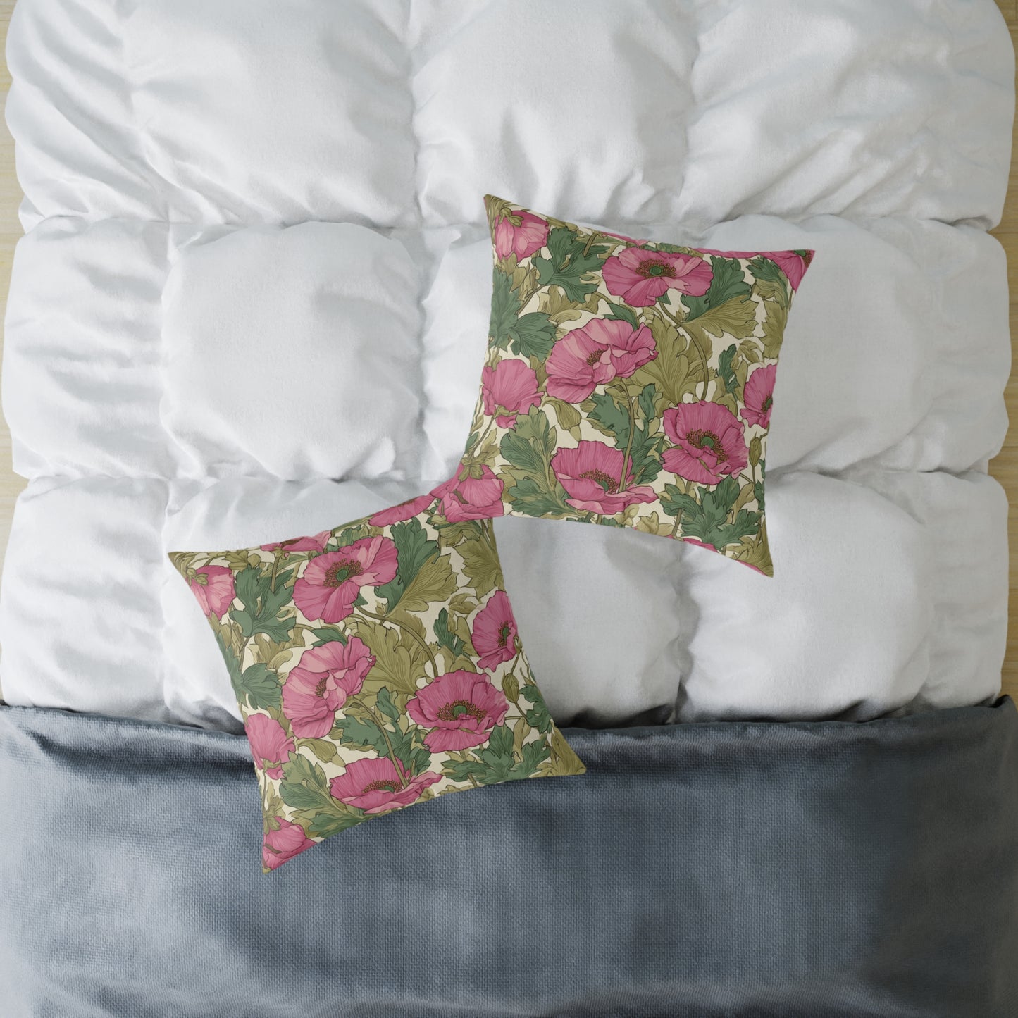 Blush Petal Canopy - Square Poly Canvas Pillow