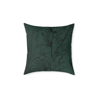 Emerald Night Garden - Square Poly Canvas Pillow