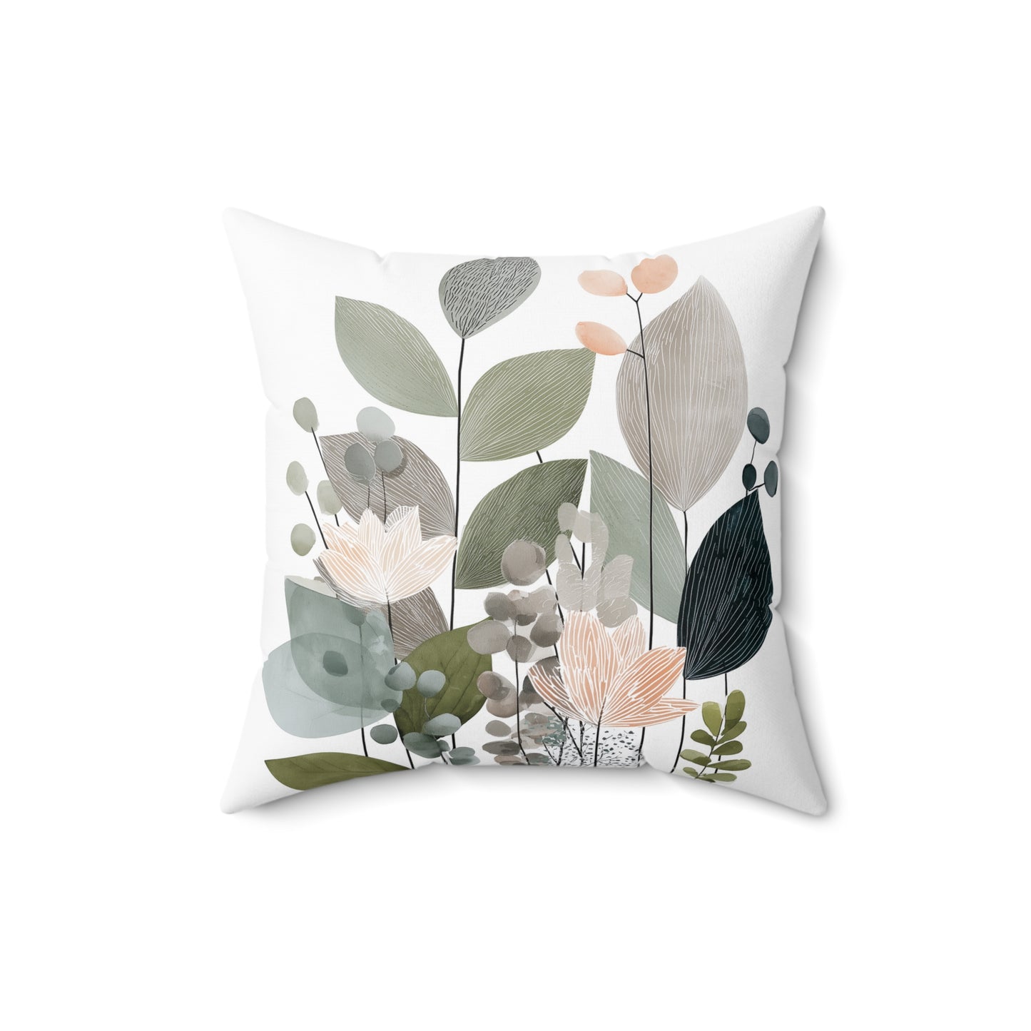 Soft Sage Garden - Spun Polyester Square Pillow